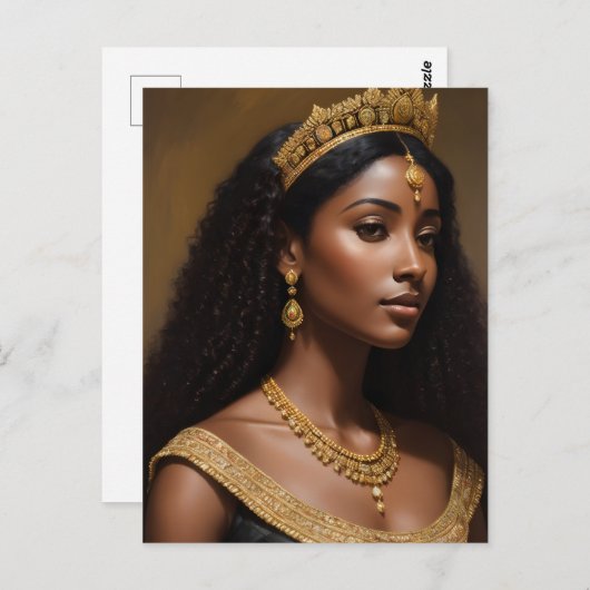 美しい黒のクイーンズウェア金ゴールドクラウン ポストカード (正面/裏面)