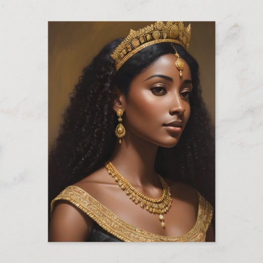 美しい黒のクイーンズウェア金ゴールドクラウン ポストカード (正面)
