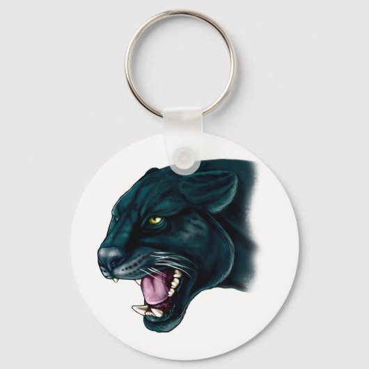 美しい黒のヒョウ キーホルダー (正面)