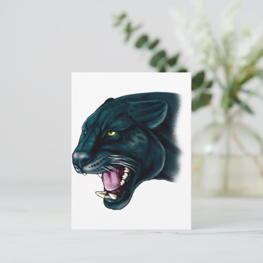 美しい黒のヒョウ ポストカード (スタンド正面)