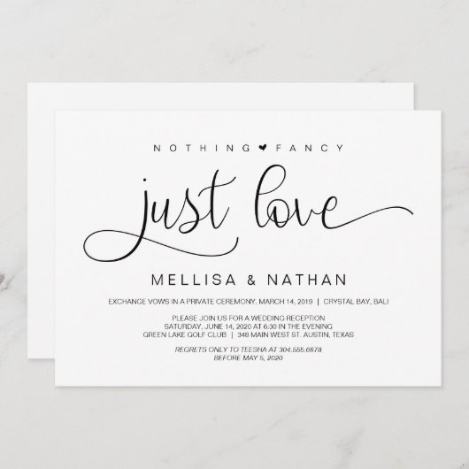 美しい黒の何ファンシーも愛、駆け落ち 招待状 (正面/裏面)