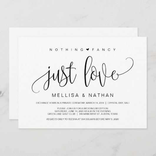 美しい黒の何ファンシーも愛、駆け落ち 招待状 (正面/裏面)