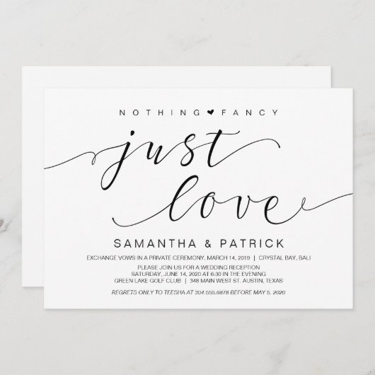 美しい黒の何ファンシーも愛、駆け落ち 招待状 (正面/裏面)