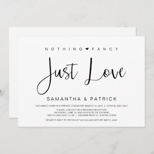 美しい黒の何ファンシーも愛、駆け落ち 招待状 (正面/裏面)