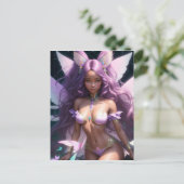 美しい黒の女の子妖精の茶色の肌の紫色の髪 ポストカード (スタンド正面)