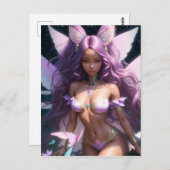美しい黒の女の子妖精の茶色の肌の紫色の髪 ポストカード (正面/裏面)