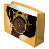 美しい黒の女王 – 自然の髪 ラージペーパーバッグ (裏面アングル)