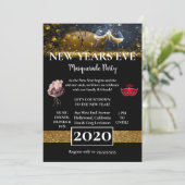 美しい黒の新年イブパーティー 招待状 (スタンド正面)