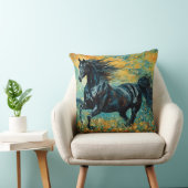 美しい黒の雄馬のクッション クッション (椅子)