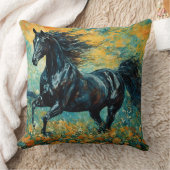 美しい黒の雄馬のクッション クッション (ブランケット)