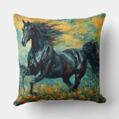 美しい黒の雄馬のクッション クッション (裏面)