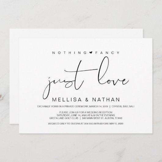 美しい黒は何も特別なものではない、ただ愛を、駆け落ちを 招待状 (正面/裏面)