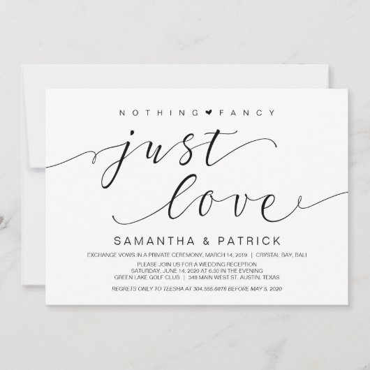 美しい黒は何も特別なものではない、ただ愛を、駆け落ちを 招待状 (正面)