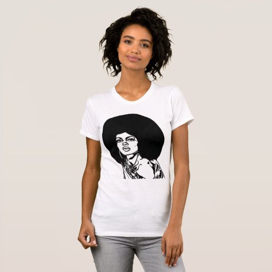 美しい黒アフリカの女性顔ポップ・アートの抽象芸術  Tシャツ (正面フル)