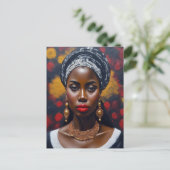美しい黒アフリカの女絵を描性 ポストカード (スタンド正面)