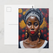 美しい黒アフリカの女絵を描性 ポストカード (正面/裏面)