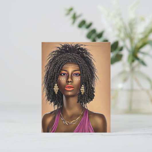美しい黒アフリカプリンセス女性芸術 ポストカード (スタンド正面)