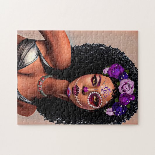 美しい黒アフリカ人女性の死んだ芸術の日 ジグソーパズル (横)