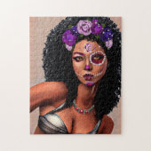 美しい黒アフリカ人女性の死んだ芸術の日 ジグソーパズル (縦)