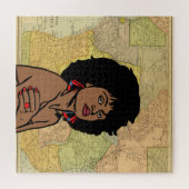 美しい黒アフリカ人女性アフリカ地図アート ジグソーパズル (横)