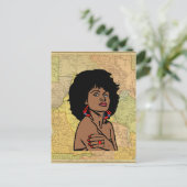 美しい黒アフリカ人女性アフリカ地図アート ポストカード (スタンド正面)