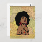 美しい黒アフリカ人女性アフリカ地図アート ポストカード (正面/裏面)
