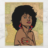 美しい黒アフリカ人女性アフリカ地図アート ワインラベル (シングルラベル)