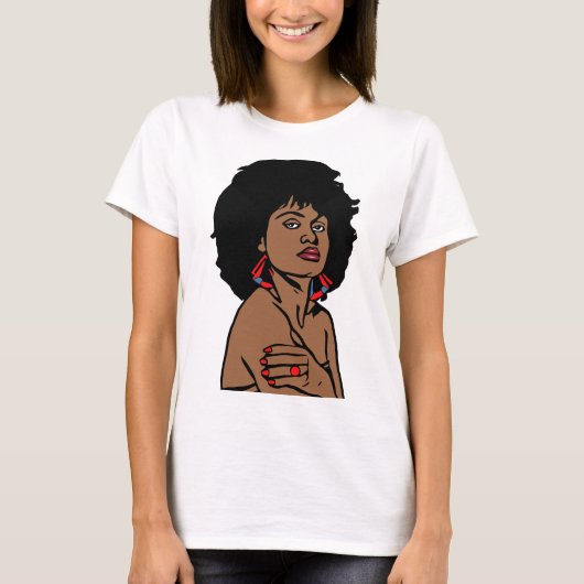 美しい黒アフリカ女性顔オリジナルアート Tシャツ (正面)