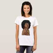 美しい黒アフリカ女性顔オリジナルアート Tシャツ (正面フル)