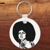 美しい黒アフリカ女性顔ポップ・アートの抽象芸術 キーホルダー (正面)