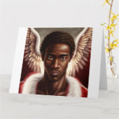 美しい黒人のアフリカの天使 カード (黄色い花)