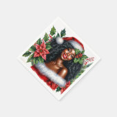美しい黒人の女性 クリスマス スタンダードカクテルナプキン (角)