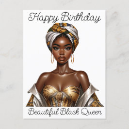美しい黒人の女王様、お誕生日おめでとう、メラニン光り輝く ポストカード