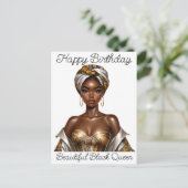 美しい黒人の女王様、お誕生日おめでとう、メラニン光り輝く ポストカード (スタンド正面)