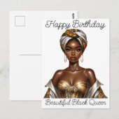 美しい黒人の女王様、お誕生日おめでとう、メラニン光り輝く ポストカード (正面/裏面)