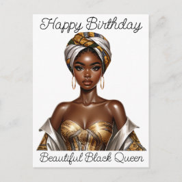 美しい黒人の女王様、お誕生日おめでとう、メラニン光り輝く ポストカード