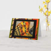 美しい黒人女性および水瓶の挨拶状 カード (黄色い花)