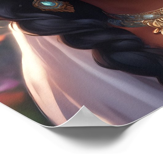 . .美しい黒人女性がフローラの冠をかぶる ポスター (角)