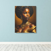 美しい黒人女性と金ゴールド冠 キャンバスプリント (インサイチュ (ウッドフロア))