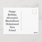 美しい黒人女性のお誕生日おめでとう、シスタ・クイーン ポストカード (裏面)