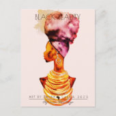 美しい黒人女性アフリカクイーン金ゴールドネックレス ポストカード (正面)