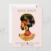 美しい黒人女性アフリカクイーン金ゴールドネックレス ポストカード (正面/裏面)