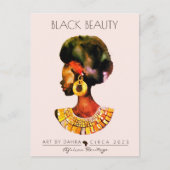 美しい黒人女性アフリカクイーン金ゴールドネックレス ポストカード (正面)