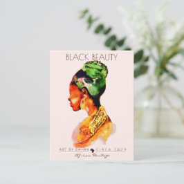 美しい黒人女性アフリカクイーン金ゴールドネックレス ポストカード