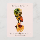 美しい黒人女性アフリカクイーン金ゴールドネックレス ポストカード (正面)