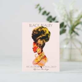 美しい黒人女性アフリカクイーン金ゴールドネックレス ポストカード