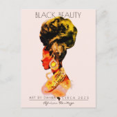 美しい黒人女性アフリカクイーン金ゴールドネックレス ポストカード (正面)