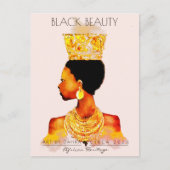 美しい黒人女性アフリカクイーン金ゴールドネックレス ポストカード (正面)