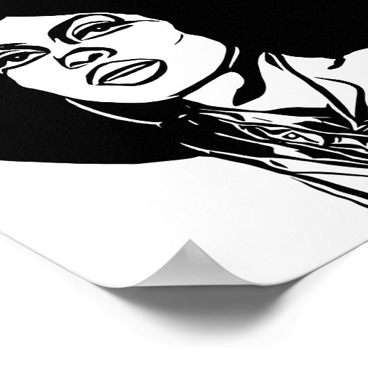 美しい黒人女性アフロヘアインクスケッチ ポスター (角)