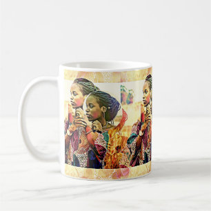 美しい黒人女性デジタル コーヒーマグカップ